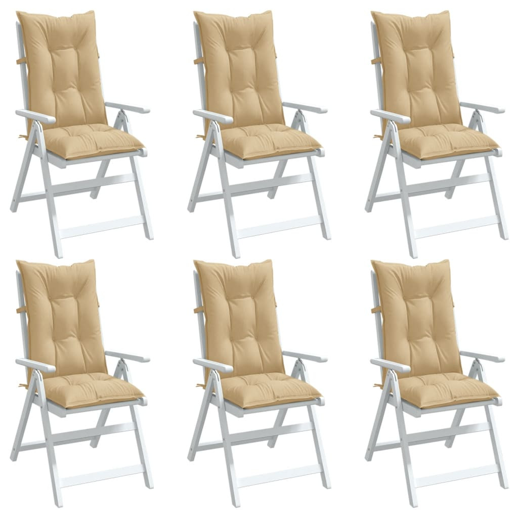 vidaXL Hochlehner-Auflagen 6 Stk. Melange Beige 120x50x7 cm Stoff