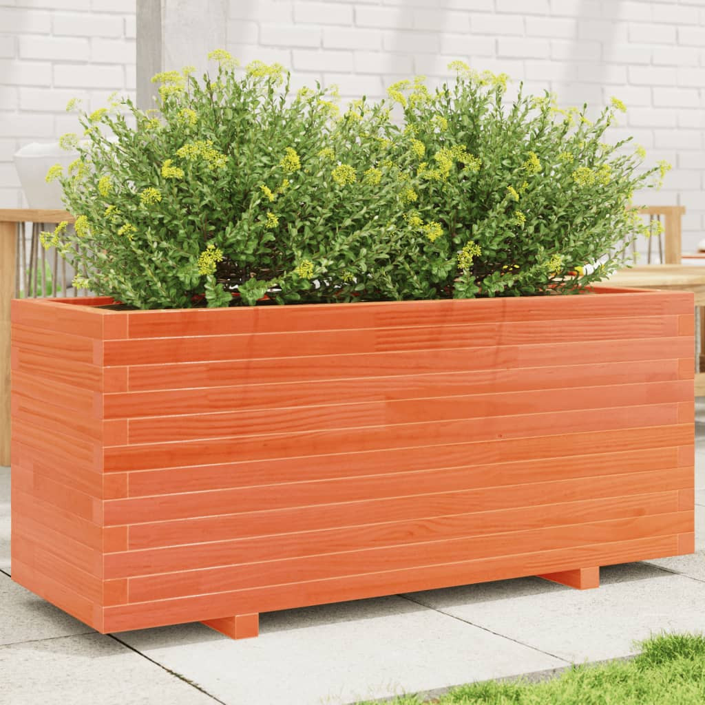 vidaXL Pflanzkübel Wachsbraun 110x40x49,5 cm Massivholz Kiefer