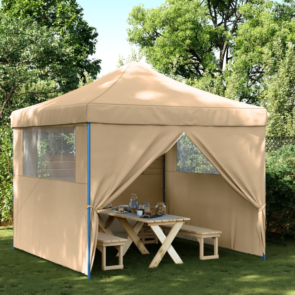 vidaXL Partyzelt Faltbar Pop-Up mit 4 Seitenteilen Beige