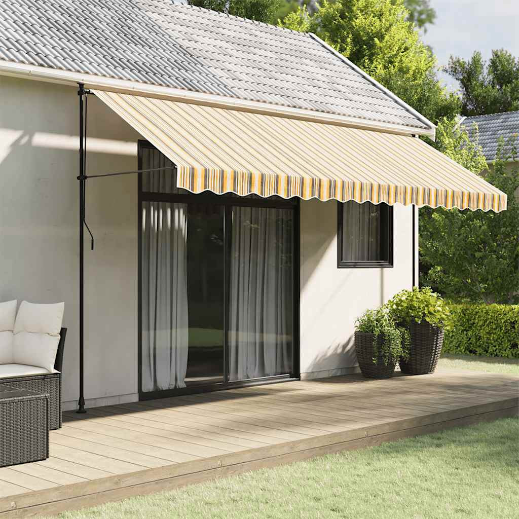 vidaXL Markisenvolant Gelb und Grau Gestreift 4,5 m