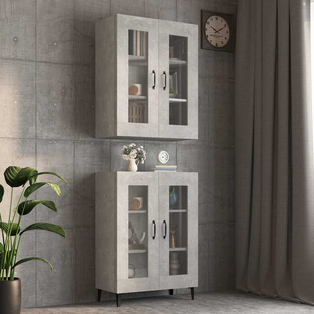 vidaXL Hängeschrank Betongrau 69,5x34x90 cm