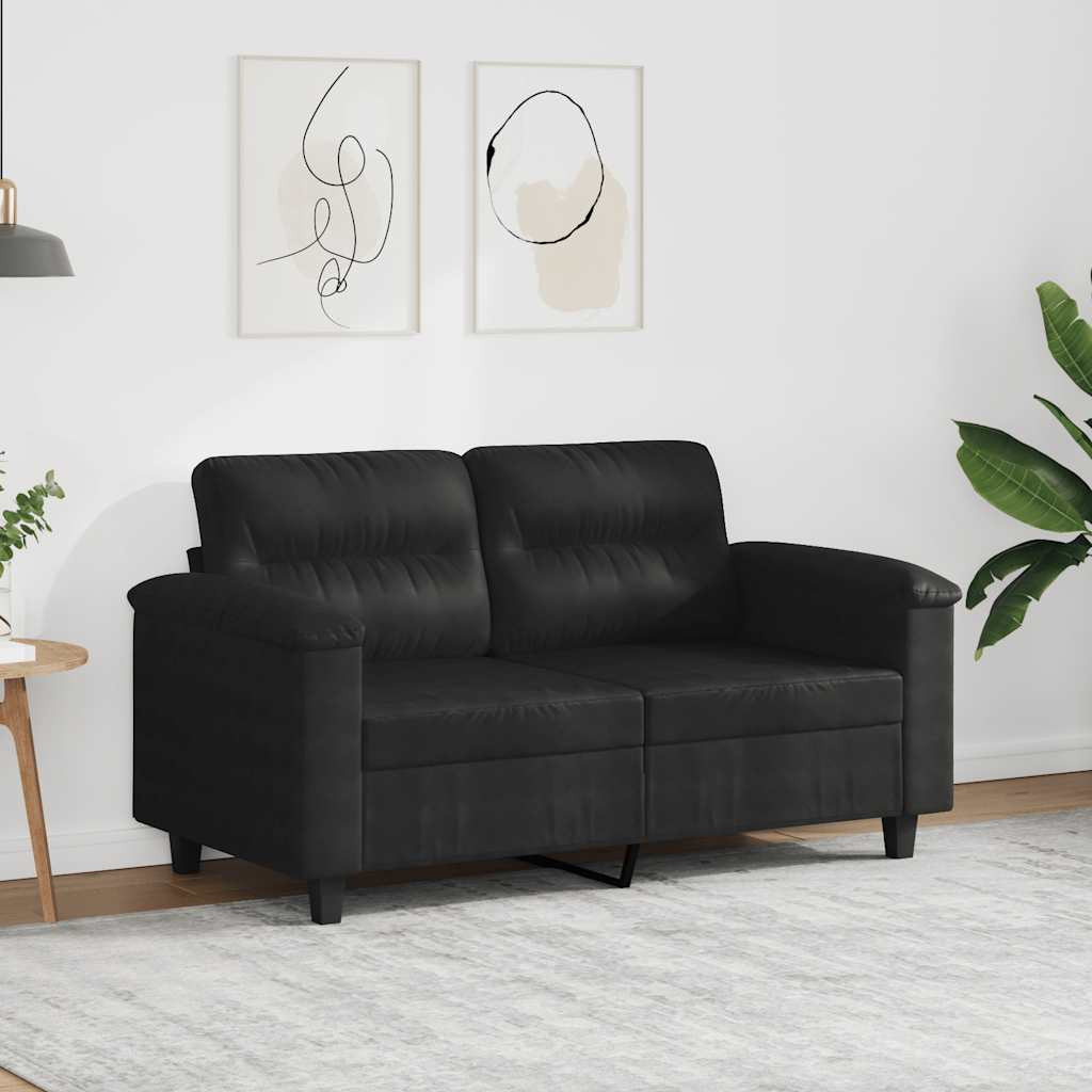 vidaXL 2-Sitzer-Sofa Schwarz 120 cm Mikrofasergewebe