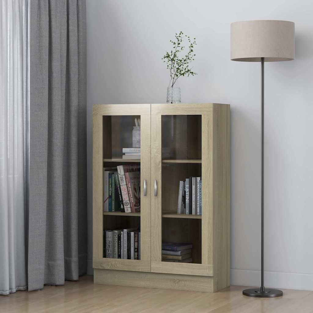vidaXL Vitrinenschrank Sonoma-Eiche 82,5x30,5x115 cm Holzwerkstoff
