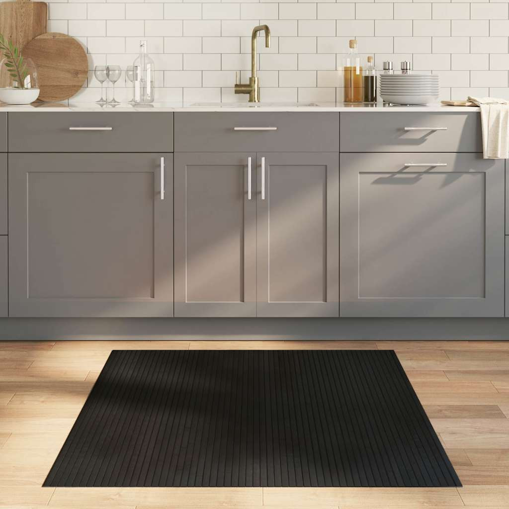 vidaXL Teppich Rechteckig Schwarz 100x100 cm Bambus