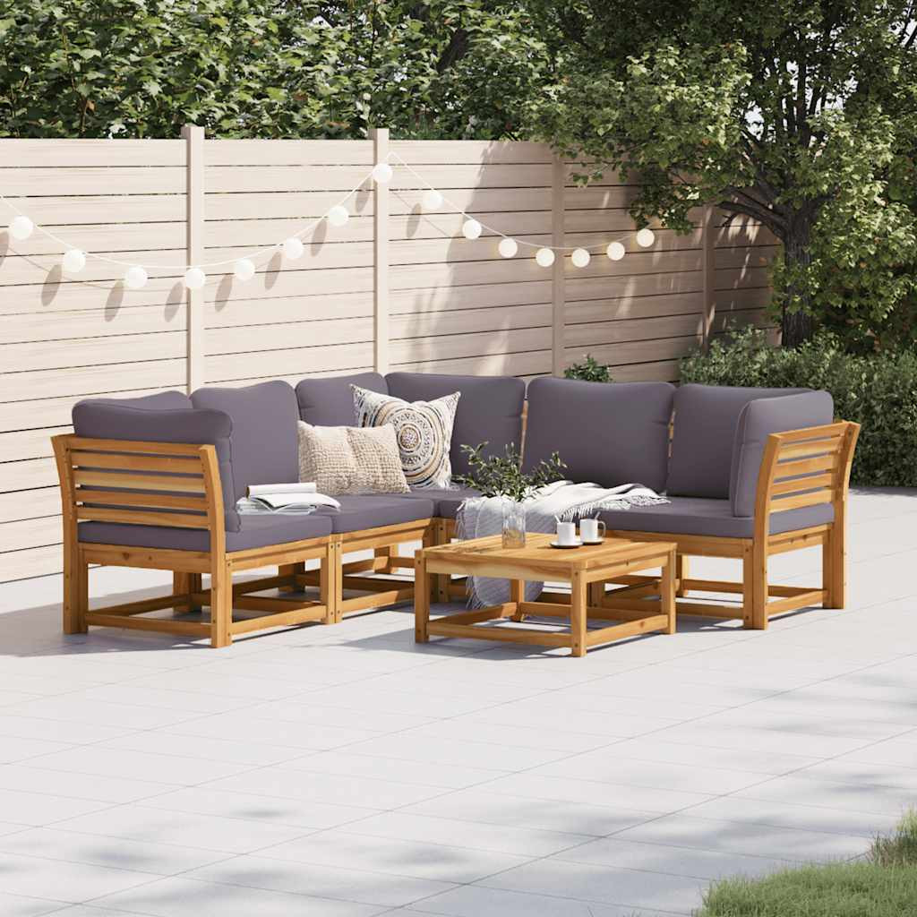 vidaXL 6-tlg. Garten-Lounge-Set mit Kissen Massivholz Akazie