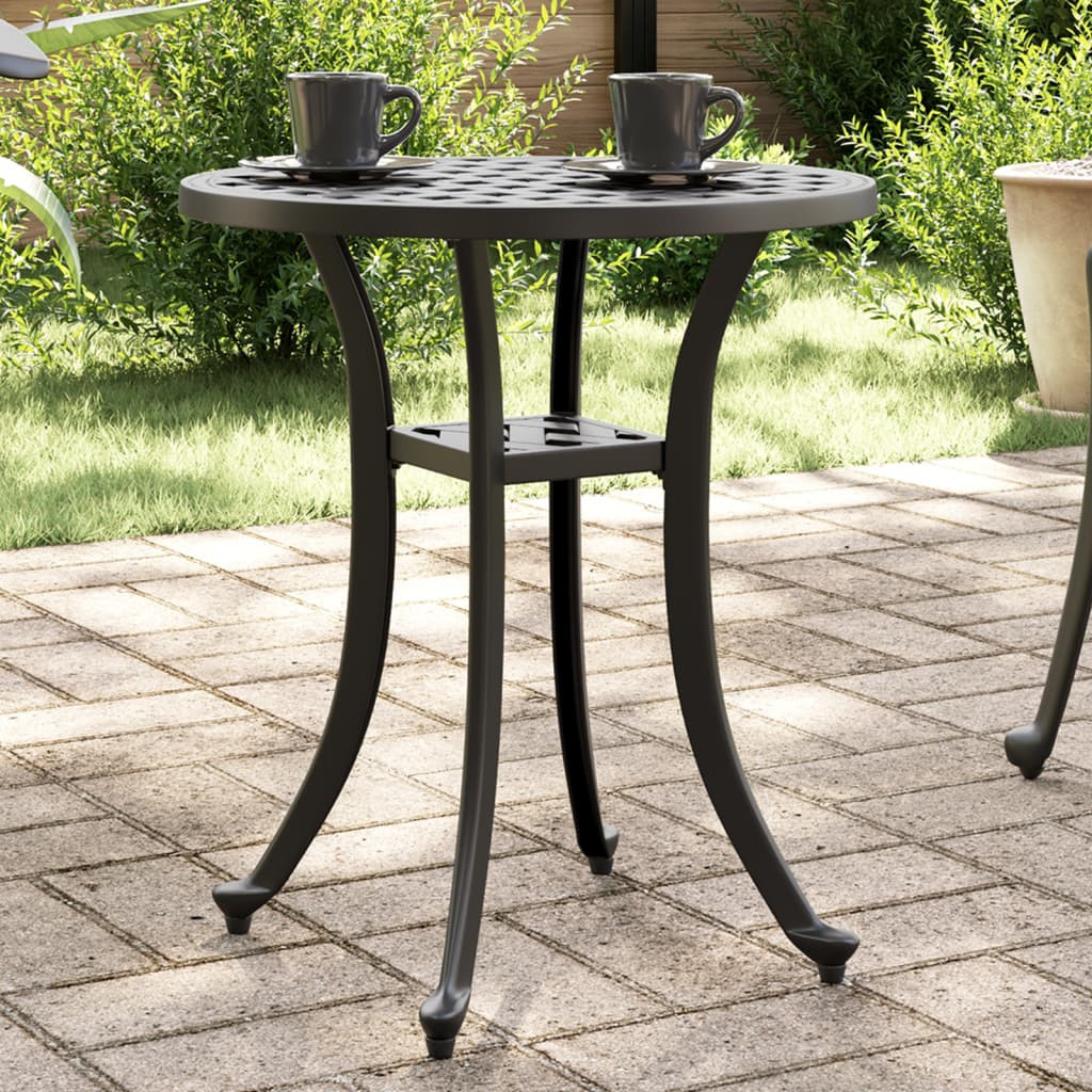 vidaXL Gartentisch Schwarz Ø48x53 cm Aluminiumguss