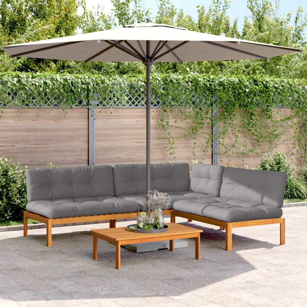 vidaXL 4-tlg. Garten-Sofagarnitur aus Paletten mit Kissen Akazienholz