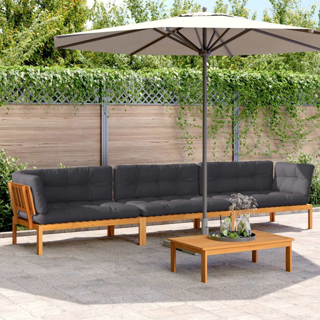 vidaXL 4-tlg. Garten-Sofagarnitur aus Paletten mit Kissen Akazienholz