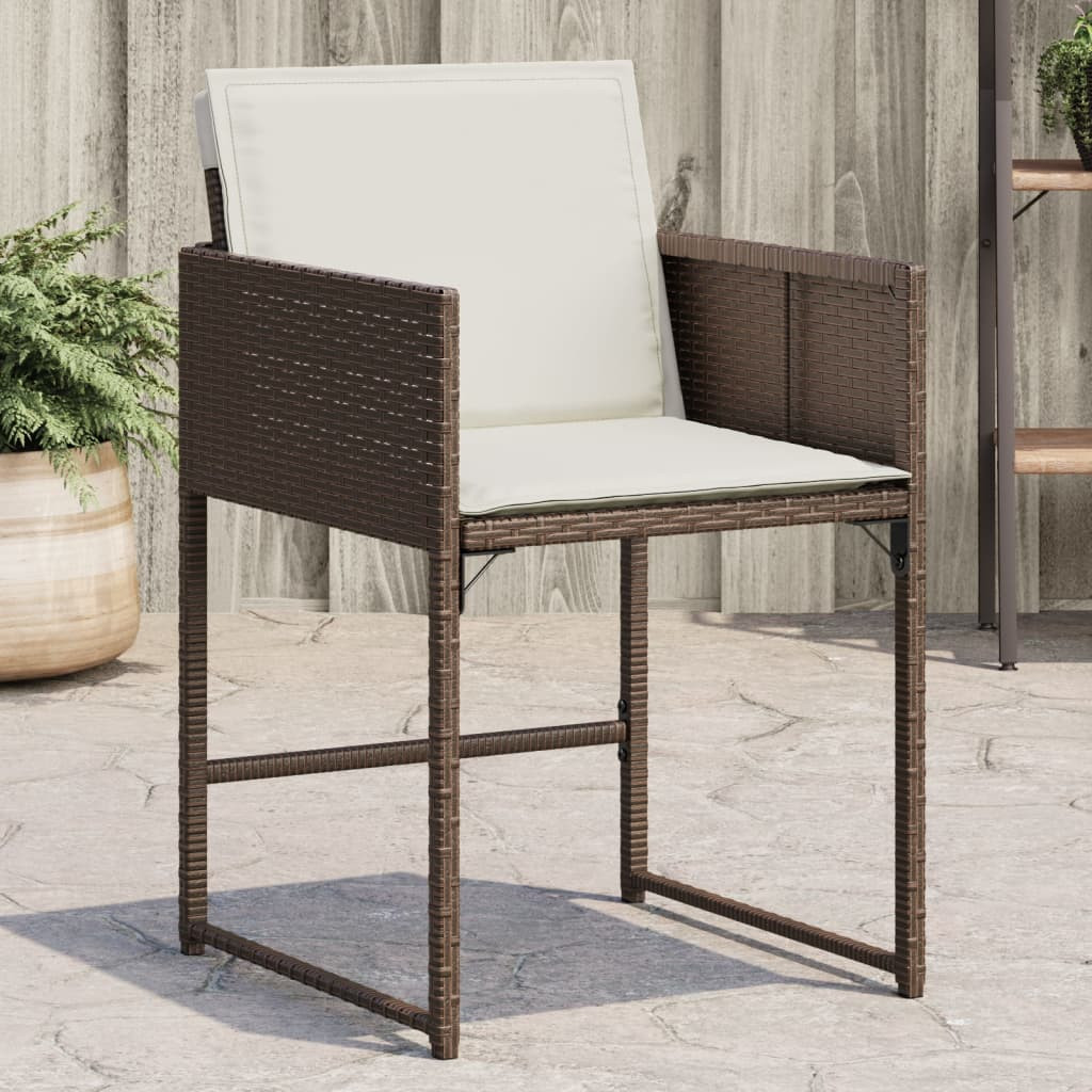 vidaXL Gartenstühle mit Kissen 4 Stk. Braun Poly Rattan