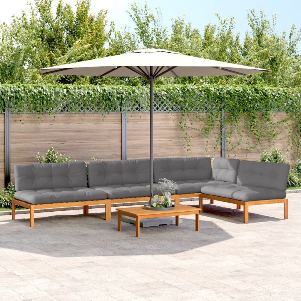 vidaXL 5-tlg. Garten-Sofagarnitur aus Paletten mit Kissen Akazienholz