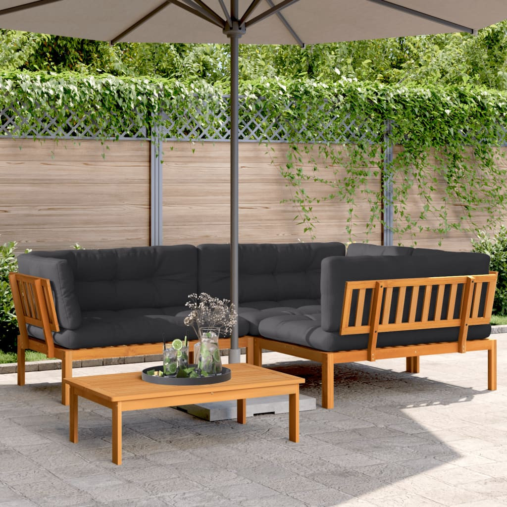 vidaXL 4-tlg. Garten-Sofagarnitur aus Paletten mit Kissen Akazienholz