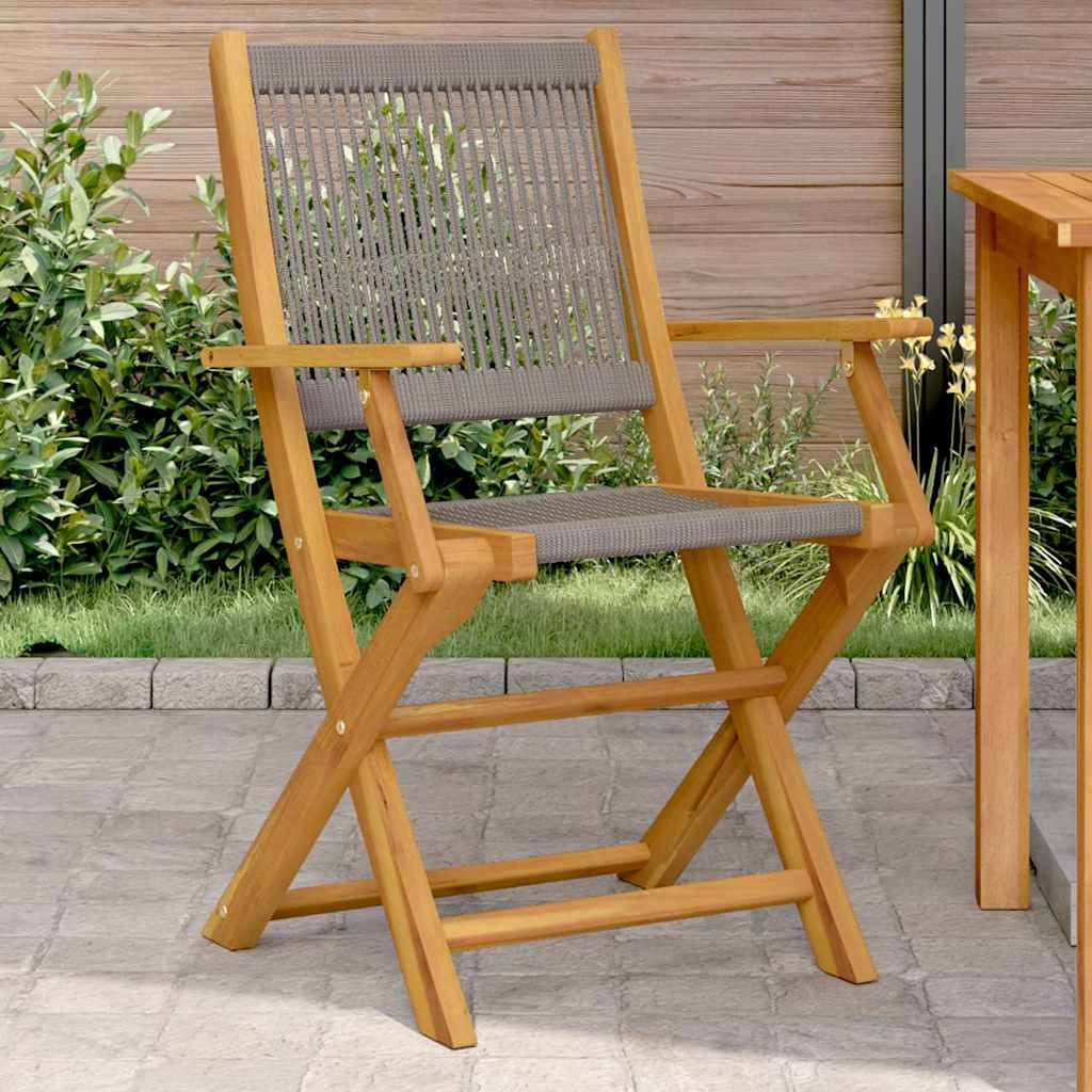 vidaXL Gartenstühle 2 Stk. Grau Massivholz Akazie und Polypropylen