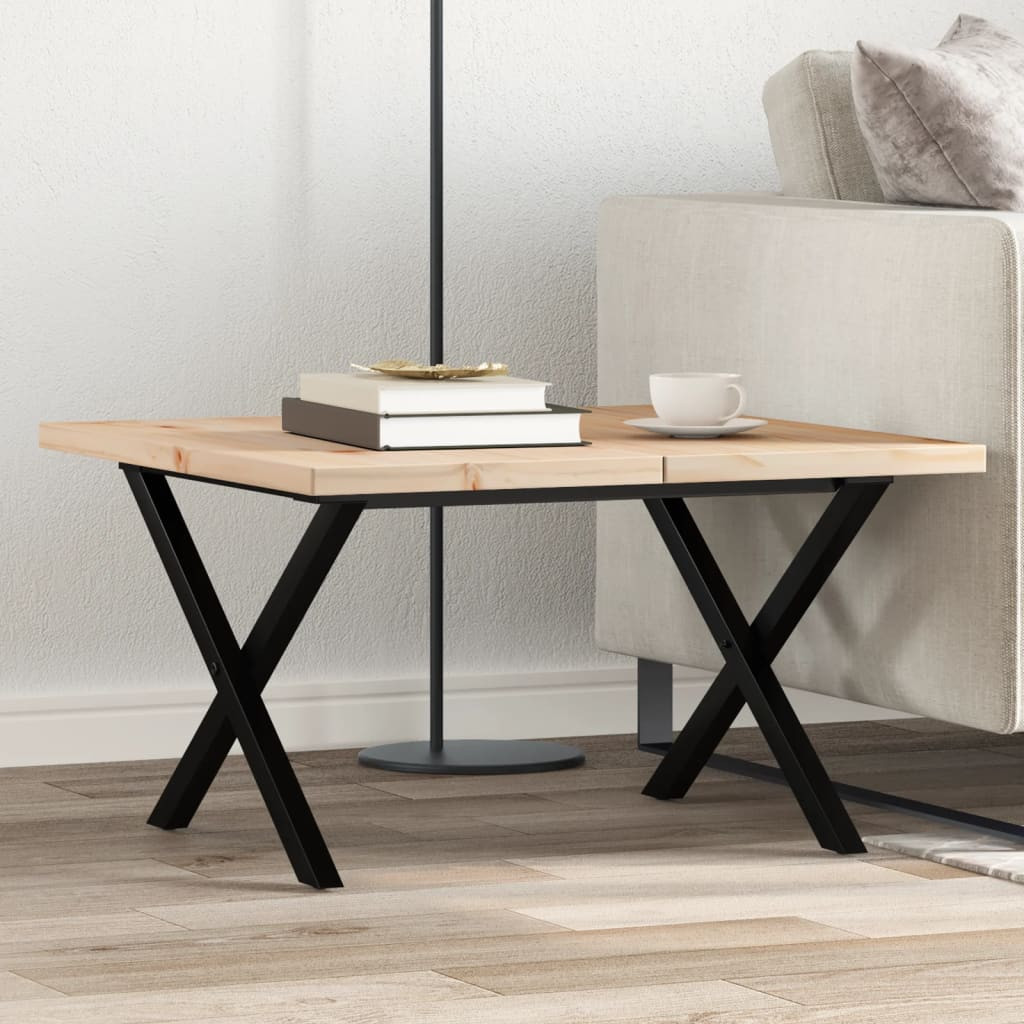 vidaXL Couchtisch X-Gestell 60x60x40,5cm Massivholz Kiefer & Stahl