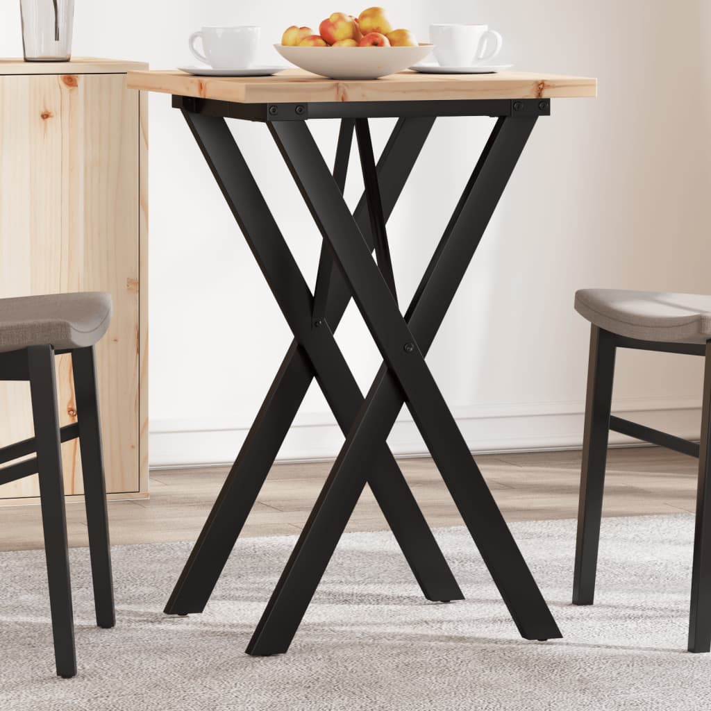 vidaXL Esstisch X-Gestell 50x50x75,5cm Massivholz Kiefer und Stahl