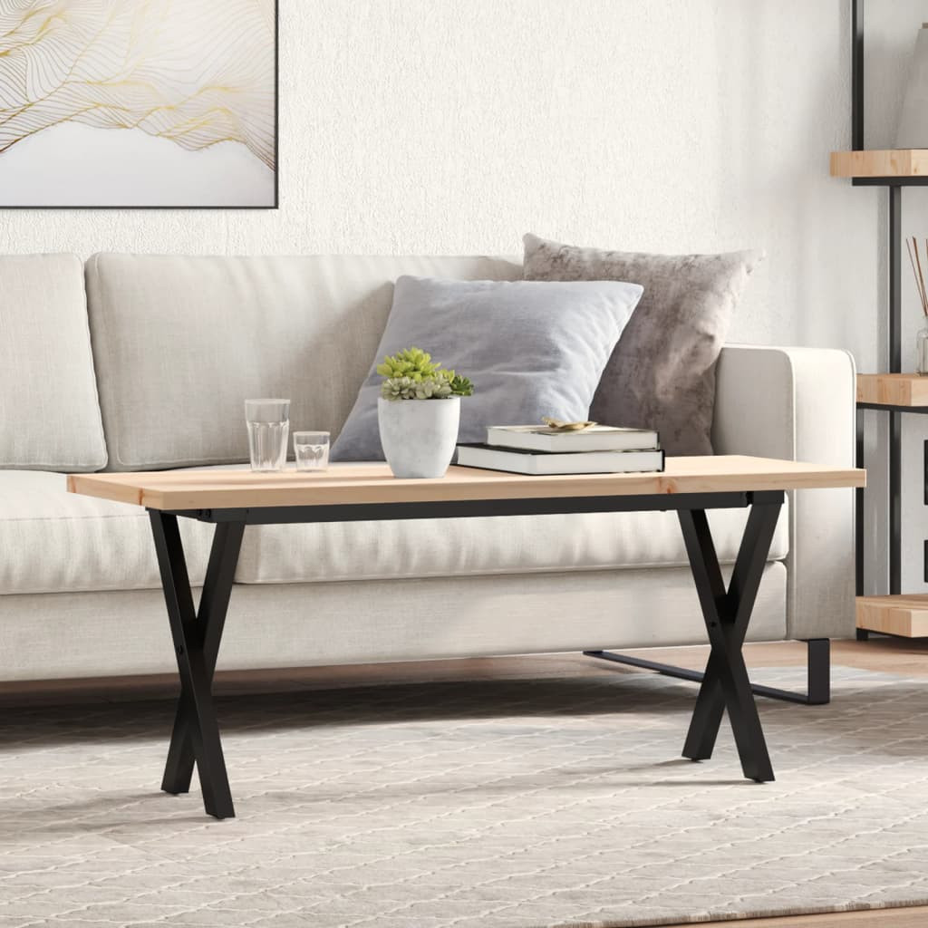 vidaXL Couchtisch X-Gestell 110x40x45,5 cm Massivholz Kiefer Stahl