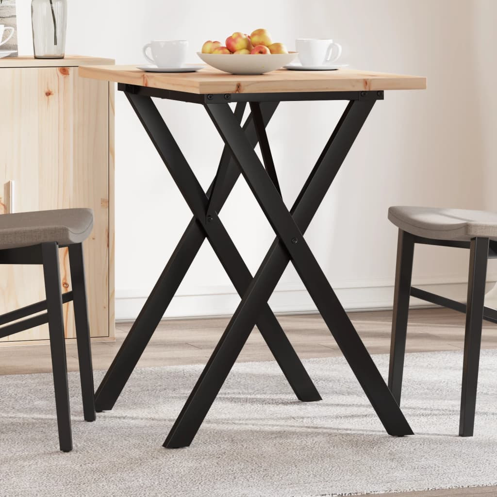 vidaXL Esstisch X-Gestell 80x50x75,5 cm Massivholz Kiefer & Stahl