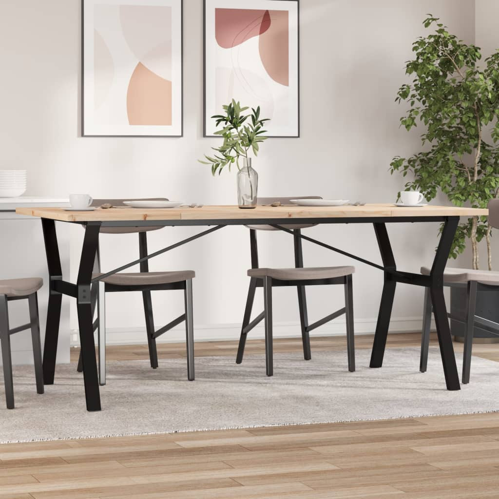 vidaXL Esstisch Y-Gestell 180x90x75,5 cm Massivholz Kiefer & Stahl