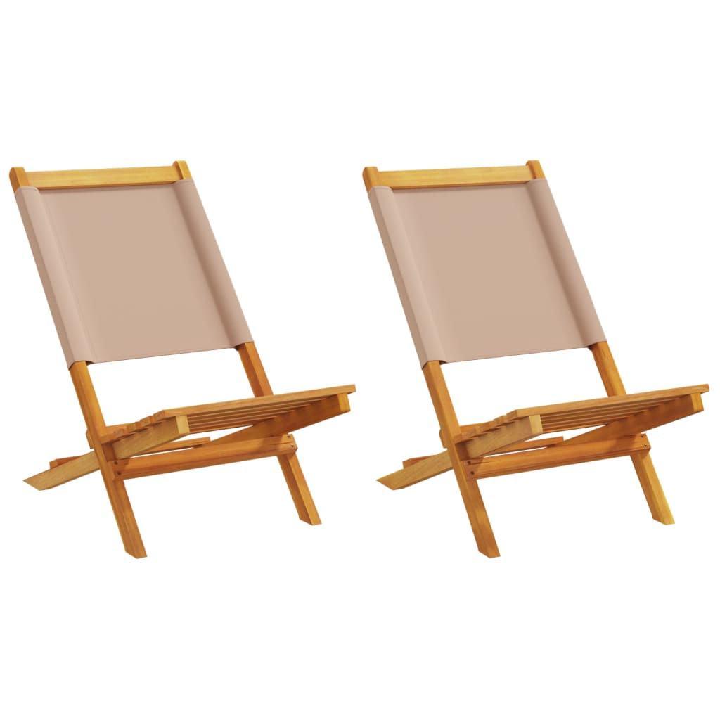vidaXL Gartenstühle 2 Stk. Taupe Massivholz Akazie & Stoff