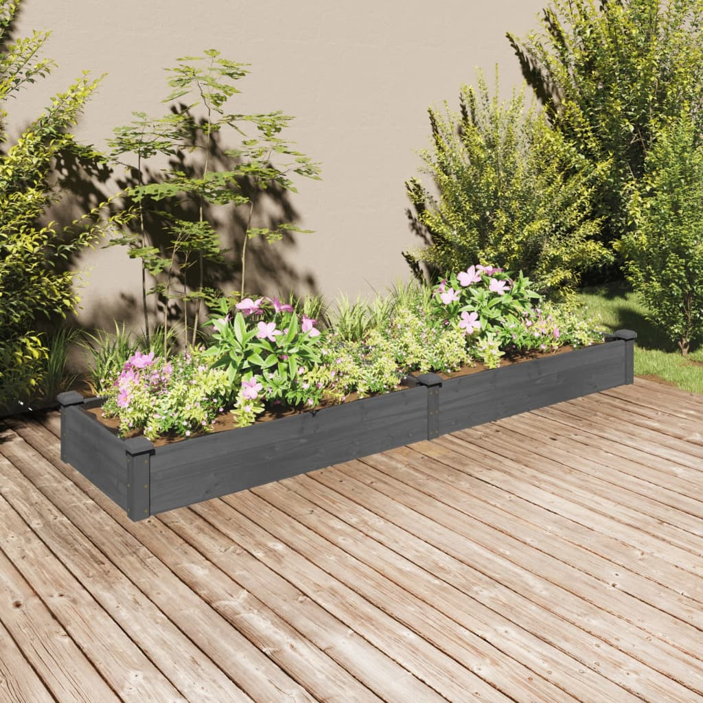 vidaXL Hochbeet mit Einsatz Grau 240x60x25 cm Massivholz Tanne