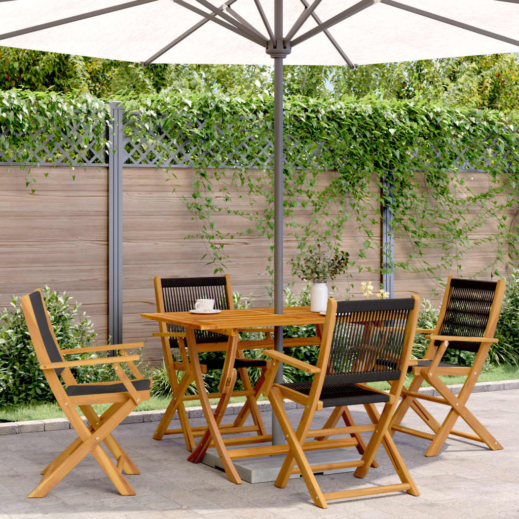 vidaXL Gartenstühle 4 Stk. Klappbar Schwarz Massivholz Akazie