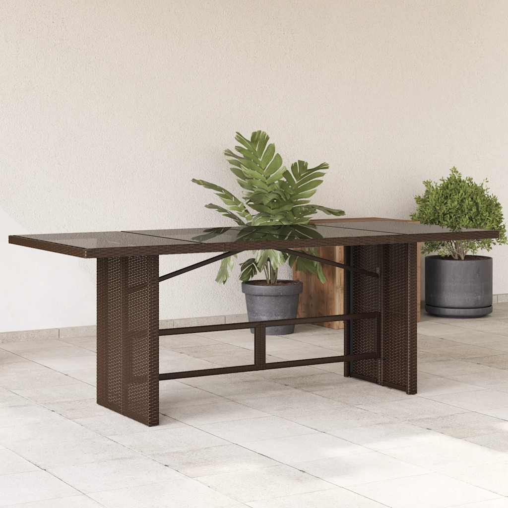 vidaXL Gartentisch mit Glasplatte Braun 190x80x75 cm Poly Rattan