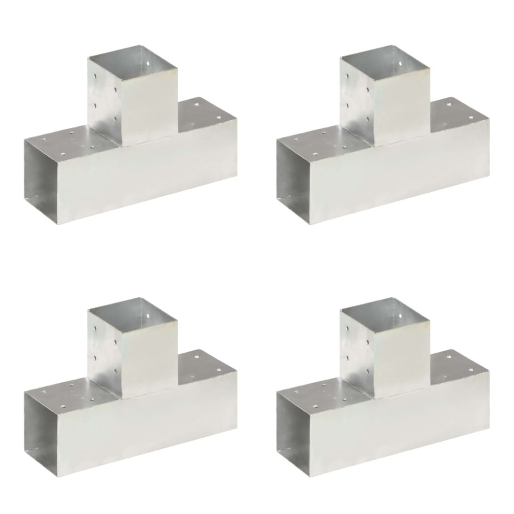 vidaXL Pfostenverbinder 4 Stk. T-Form Verzinktes Metall 91 x 91 mm