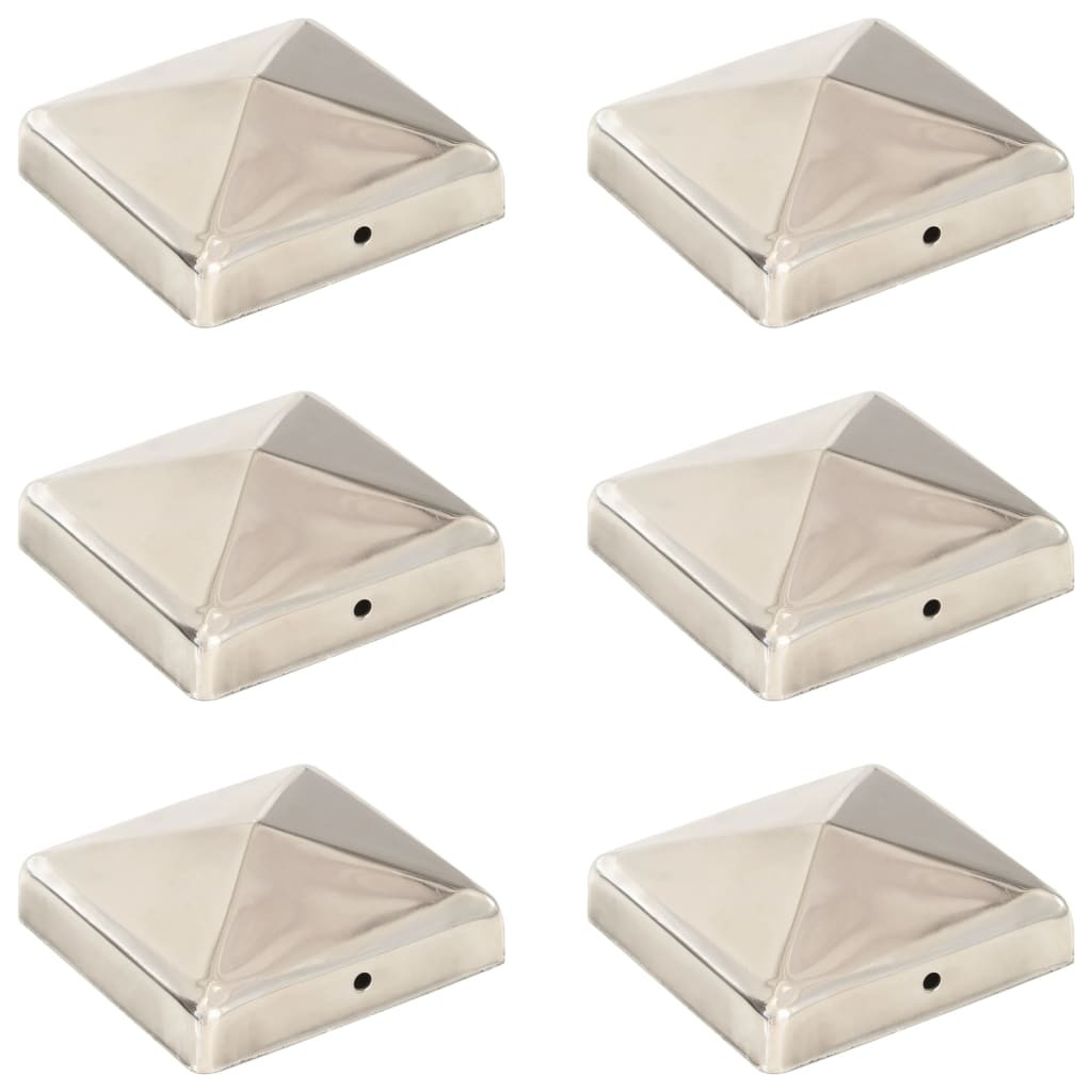 vidaXL Pfostenkappen 6 Stk. Pyramide Edelstahl 91 x 91 mm