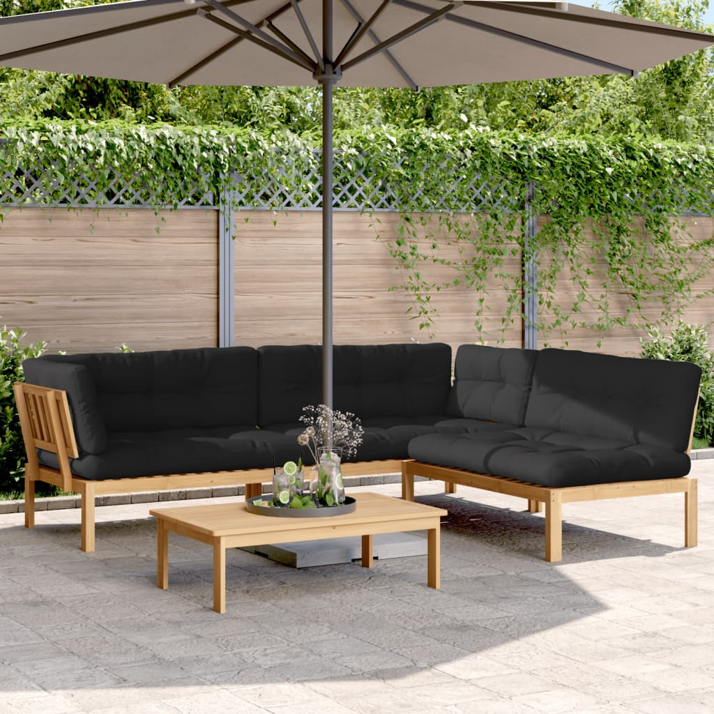 vidaXL 4-tlg. Garten-Sofagarnitur aus Paletten mit Kissen Akazienholz