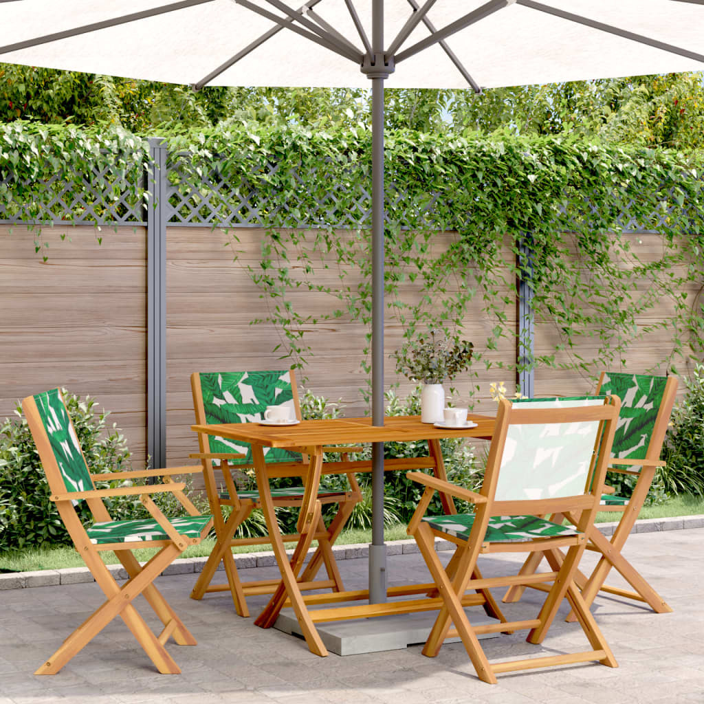 vidaXL Gartenstühle 4 Stk. Klappbar Grün Stoff und Massivholz