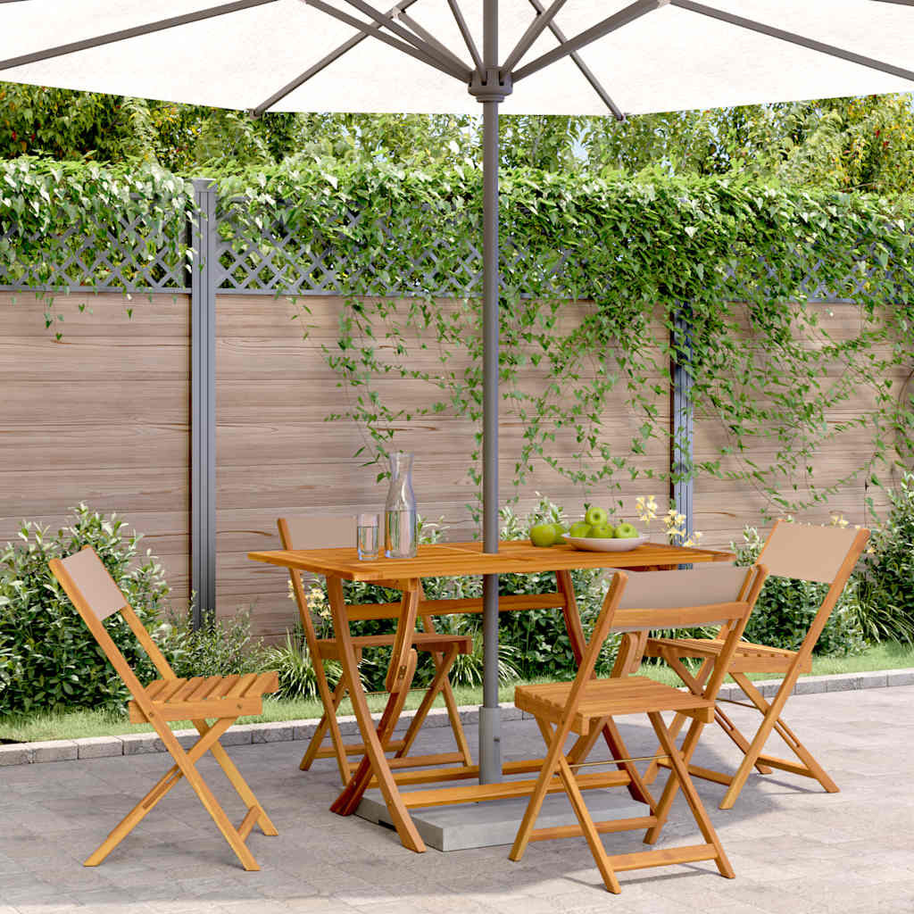 vidaXL Gartenstühle 4 Stk. Klappbar Taupe Stoff und Massivholz
