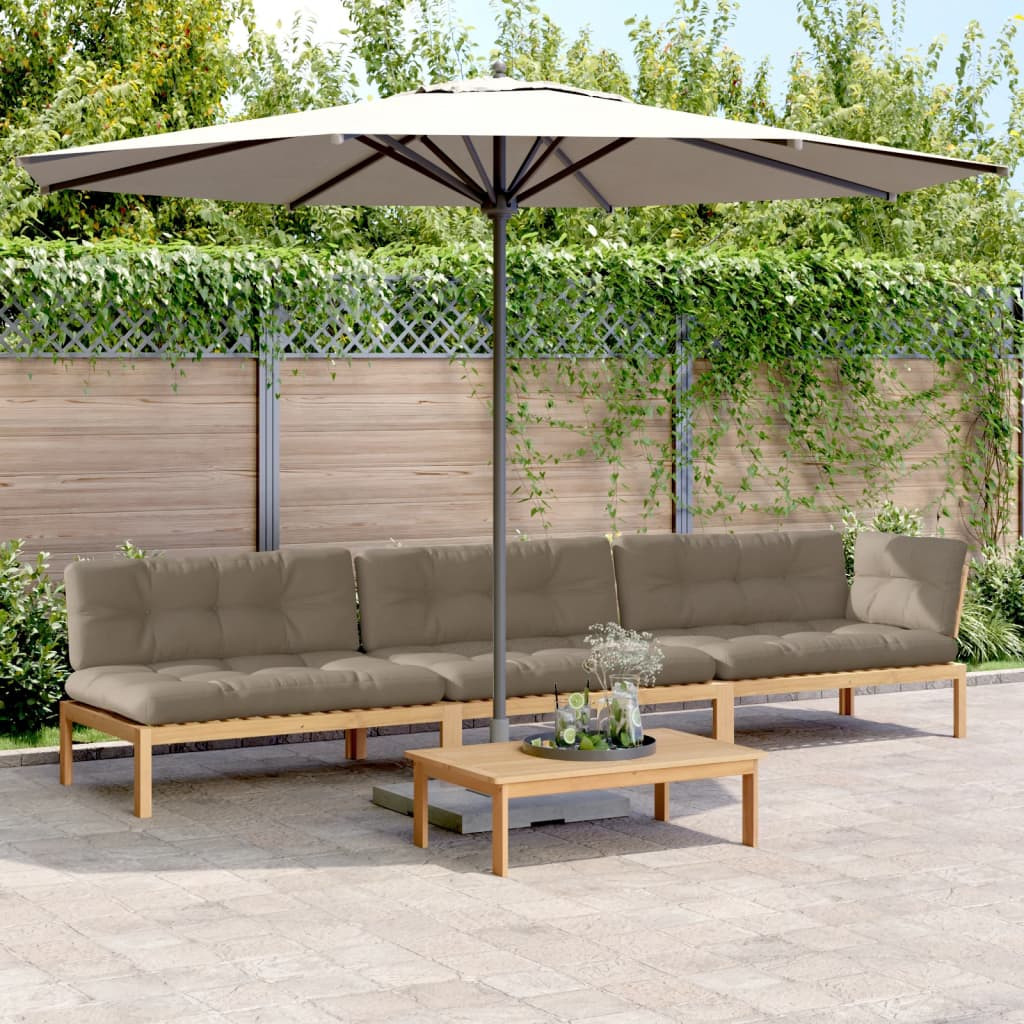 vidaXL 4-tlg. Garten-Sofagarnitur aus Paletten mit Kissen Akazienholz