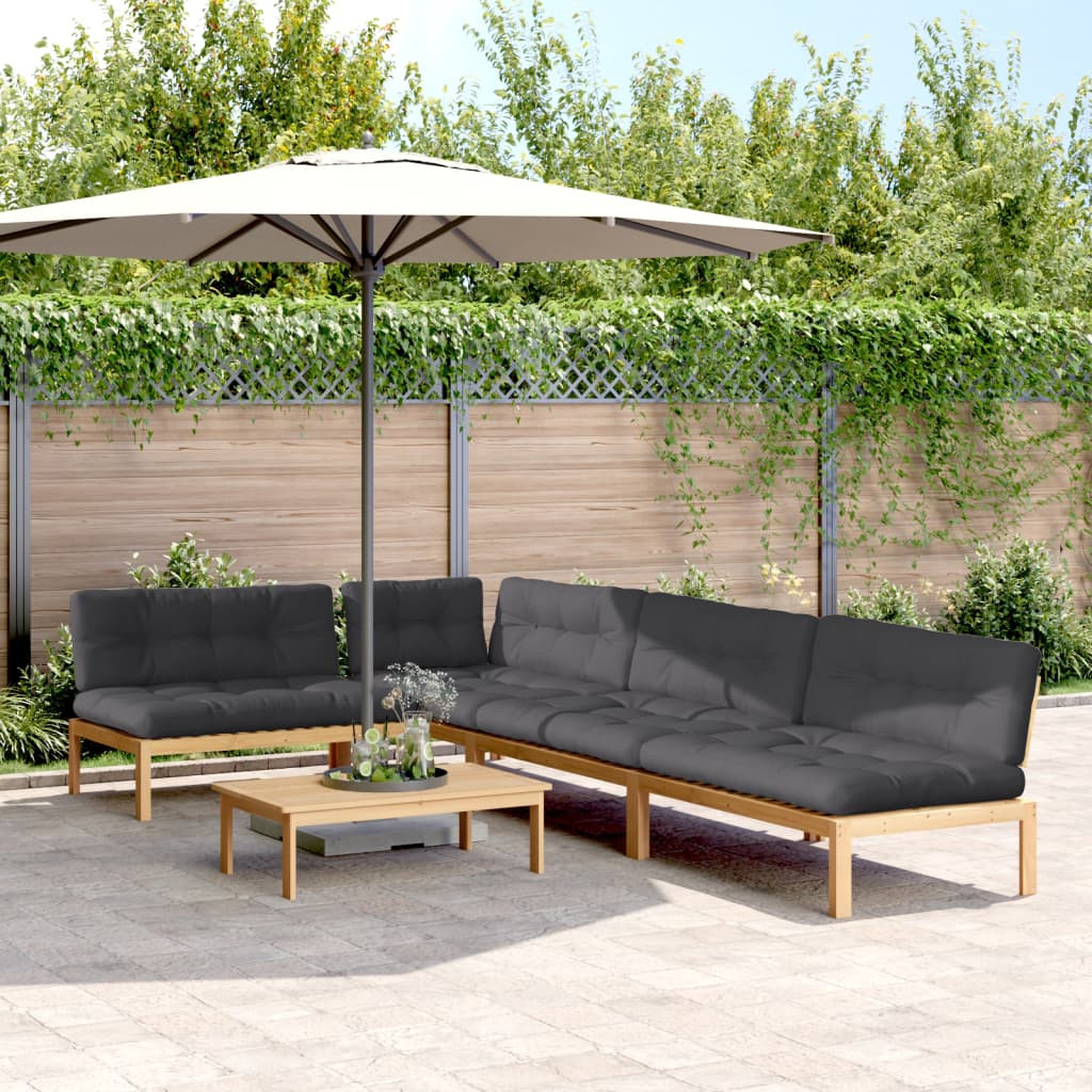 vidaXL 5-tlg. Garten-Sofagarnitur aus Paletten mit Kissen Akazienholz