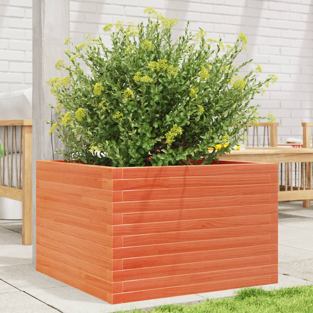 vidaXL Pflanzkübel Wachsbraun 70x70x45,5 cm Massivholz Kiefer