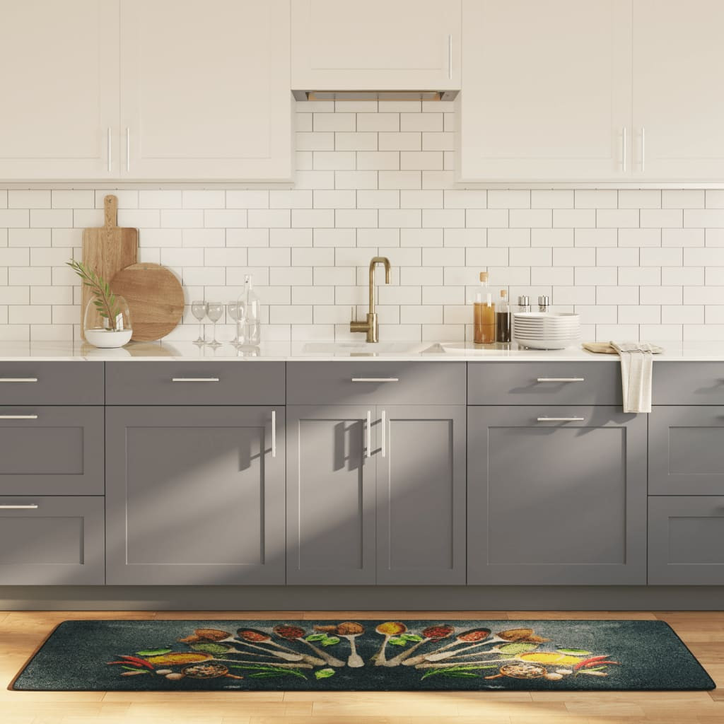 vidaXL Küchenteppich Mehrfarbig 60x180 cm Waschbar