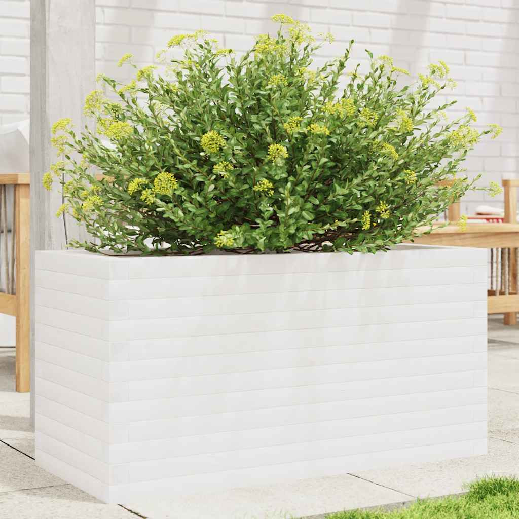 vidaXL Pflanzkübel Weiß 90x40x45,5 cm Massivholz Kiefer