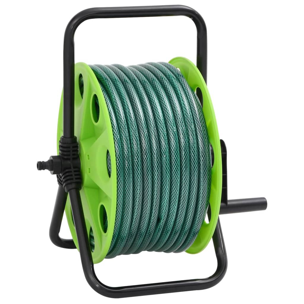vidaXL Schlauchtrommel Freistehend Grün mit 30 m Schlauch PVC