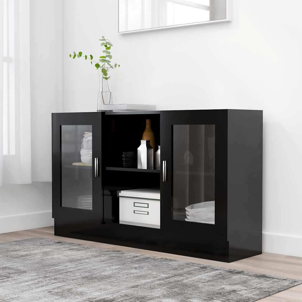 vidaXL Vitrinenschrank Schwarz 120x30,5x70 cm Holzwerkstoff