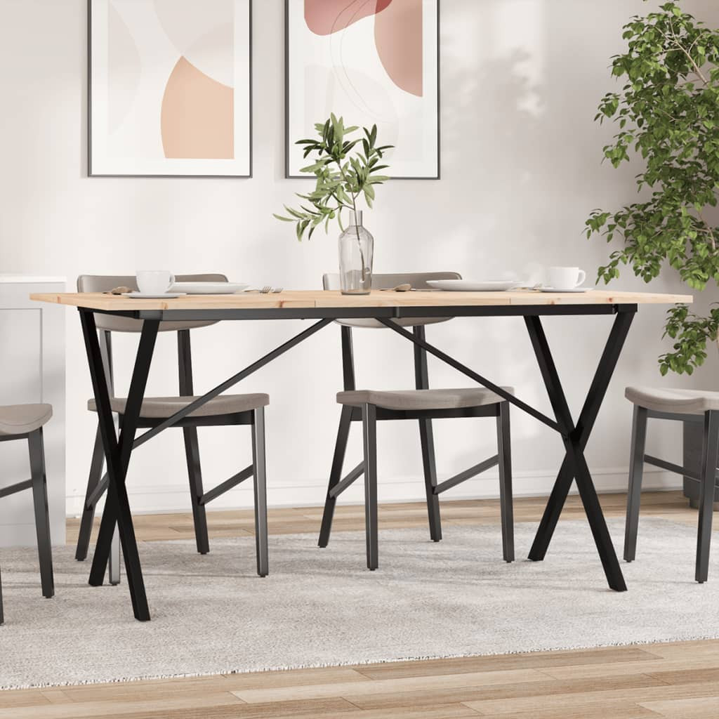 vidaXL Esstisch X-Gestell 160x80x75 cm Massivholz Kiefer und Stahl