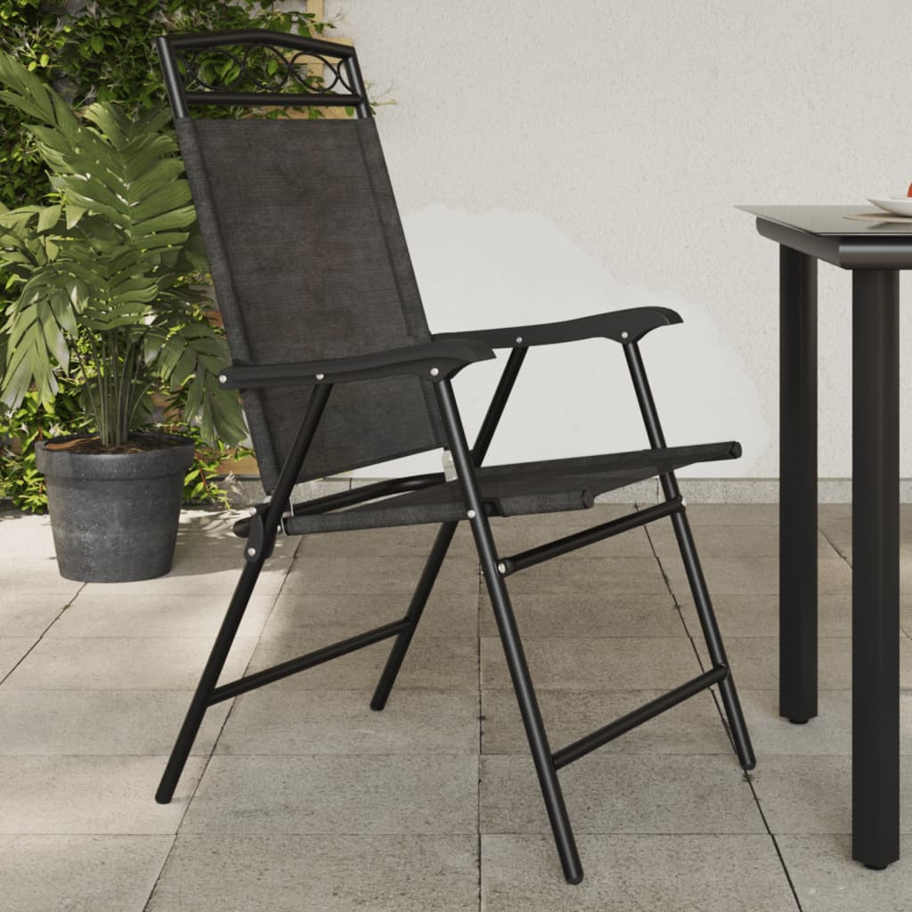 vidaXL Klappbare Gartenstühle 2 Stk. Graumeliert Stahl und Textilene