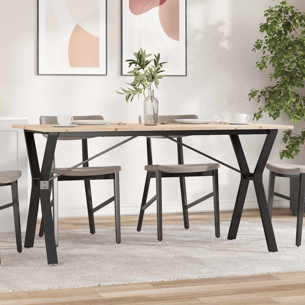 vidaXL Esstisch Y-Gestell 140x80x75 cm Massivholz Kiefer und Stahl