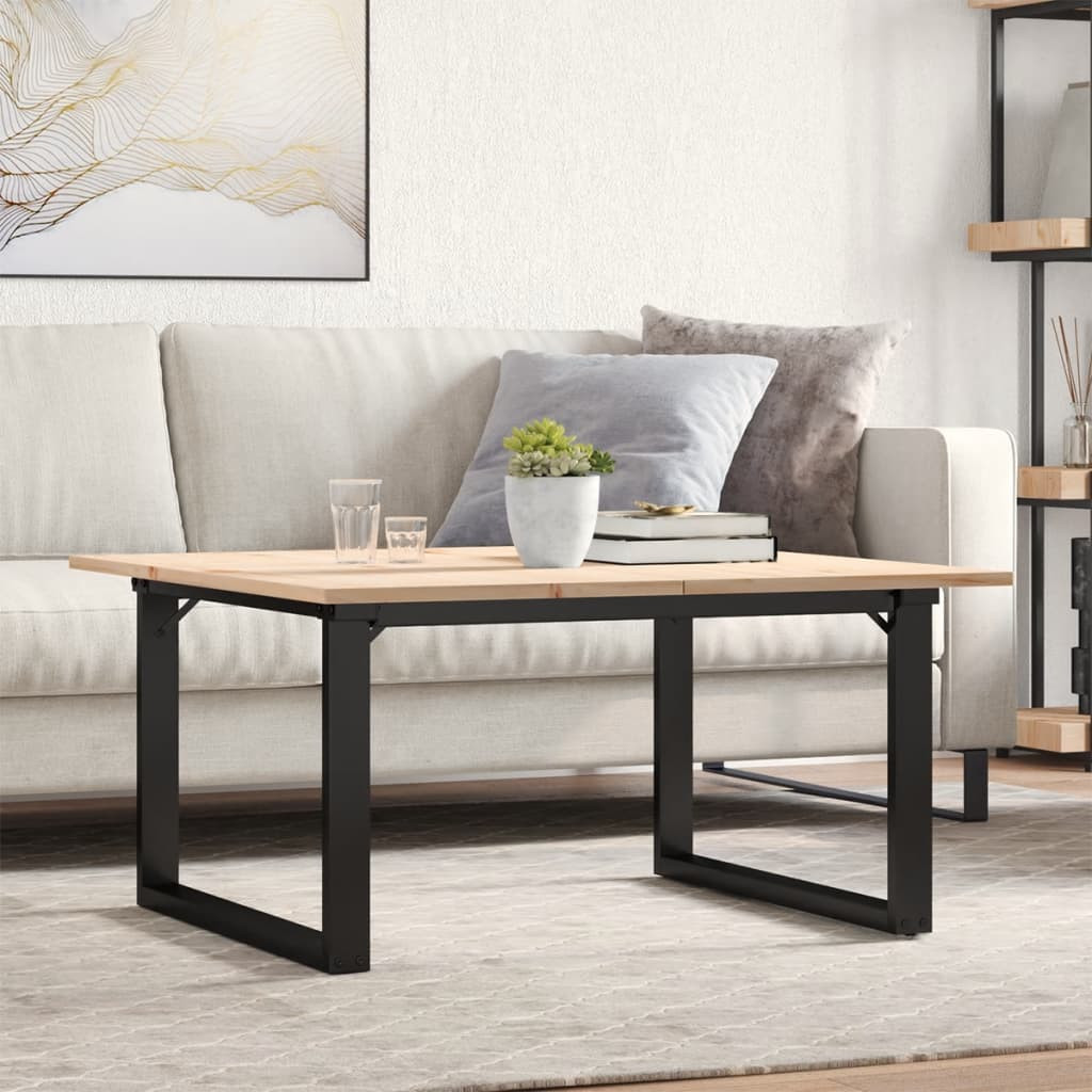 vidaXL Couchtisch O-Gestell 90x90x45cm Massivholz Kiefer und Stahl