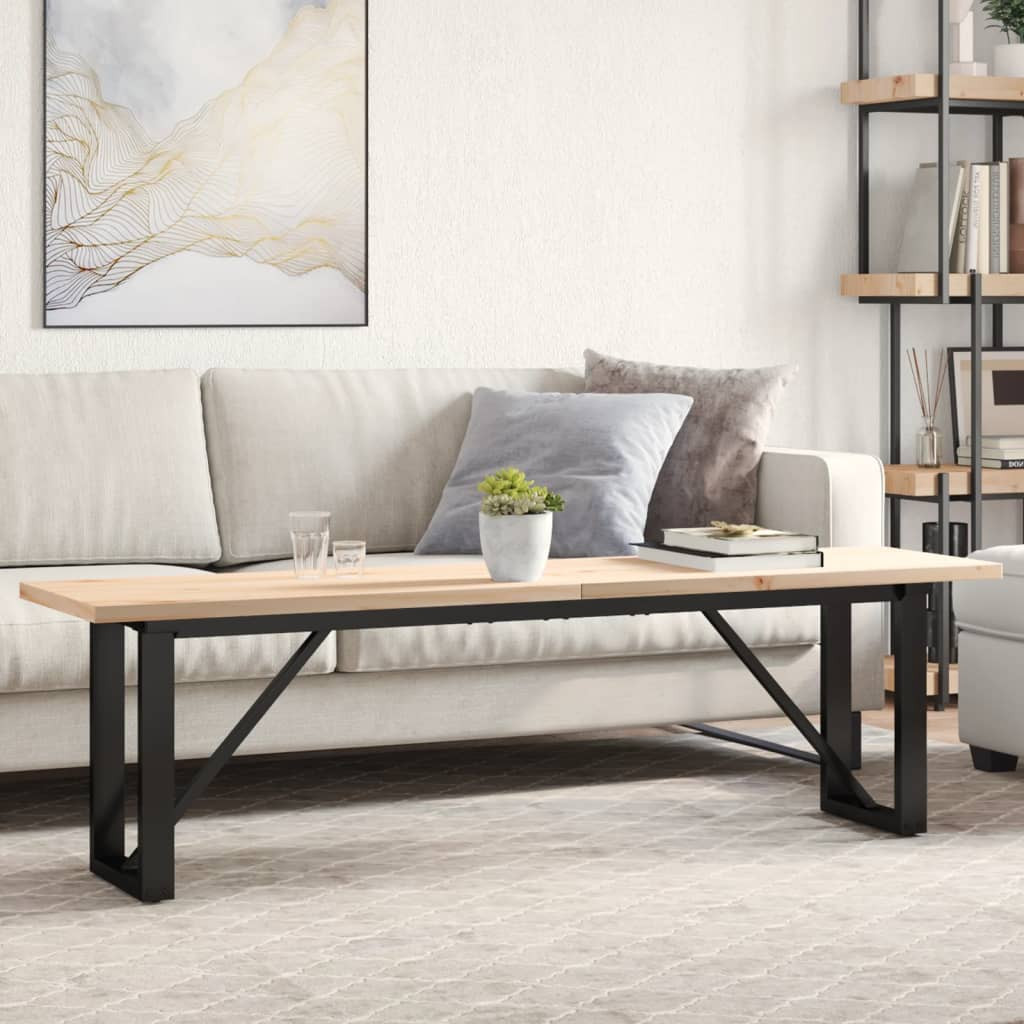 vidaXL Couchtisch O-Gestell 160x40x45,5 cm Massivholz Kiefer Stahl