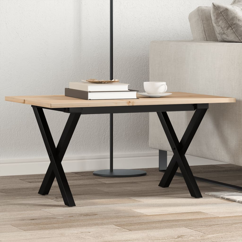 vidaXL Couchtisch X-Gestell 80x50x40cm Massivholz Kiefer und Stahl