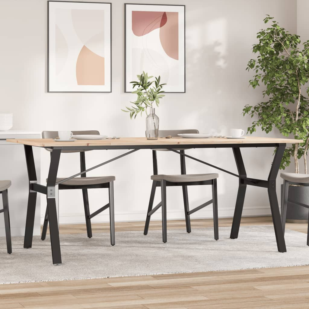 vidaXL Esstisch Y-Gestell 180x90x75 cm Massivholz Kiefer und Stahl