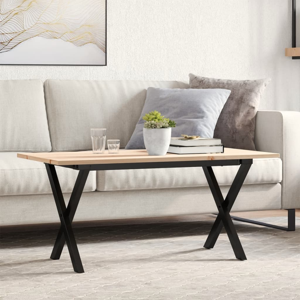 vidaXL Couchtisch X-Gestell 90x40x45cm Massivholz Kiefer und Stahl