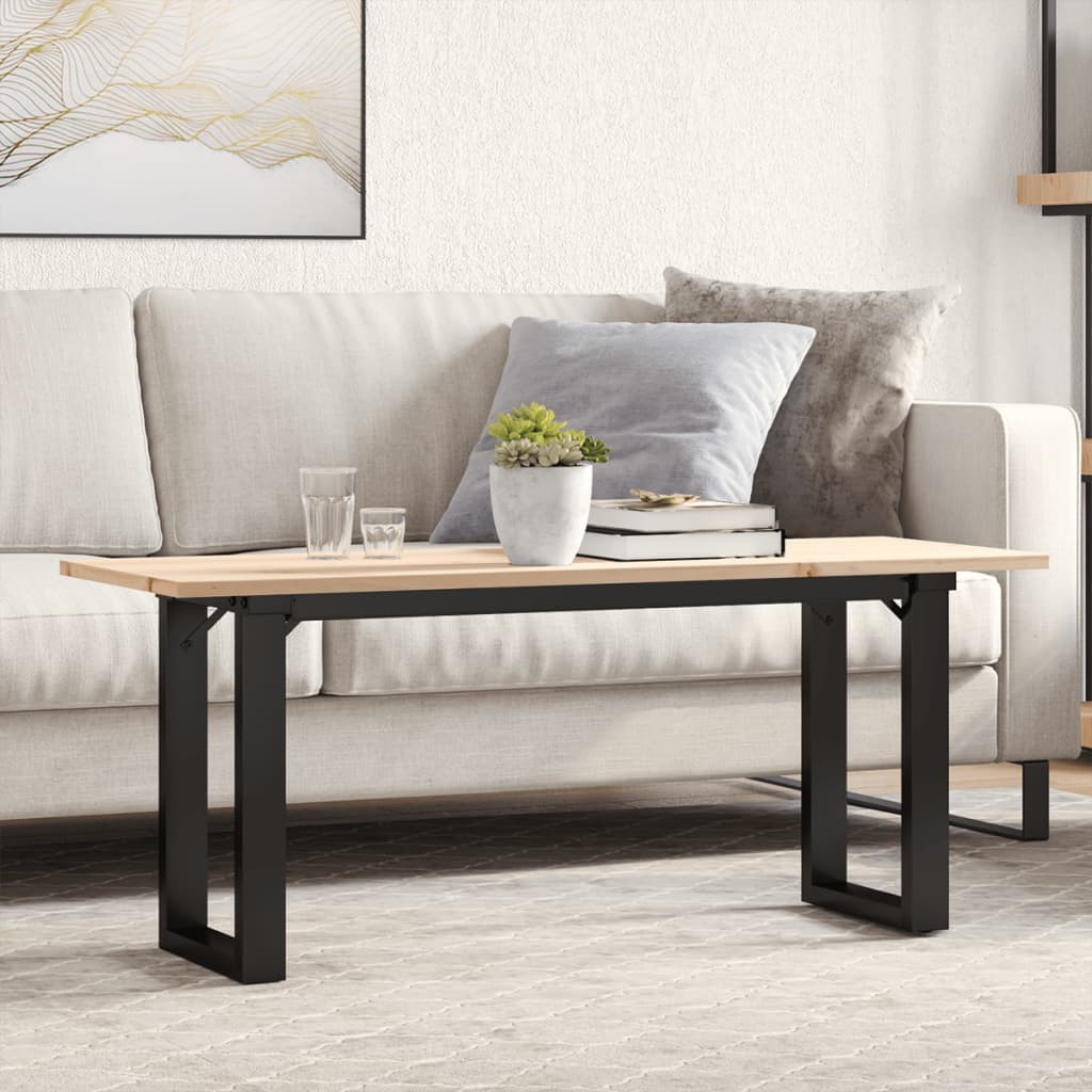 vidaXL Couchtisch O-Gestell 110x40x45 cm Massivholz Kiefer & Stahl