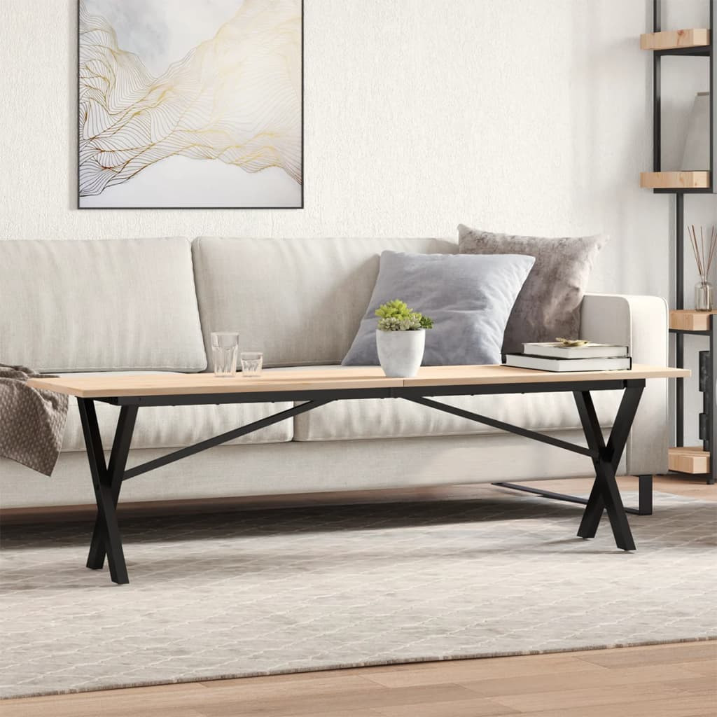 vidaXL Couchtisch X-Gestell 160x40x45 cm Massivholz Kiefer & Stahl