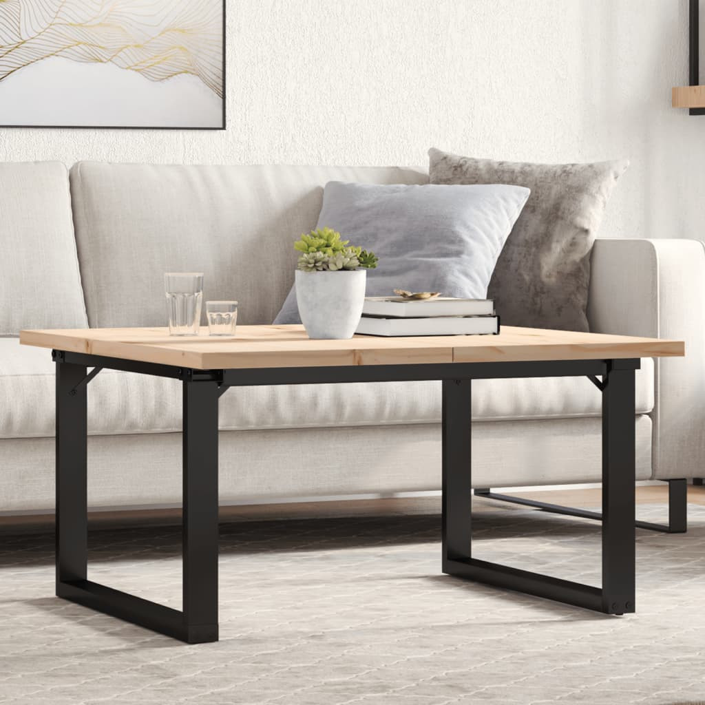 vidaXL Couchtisch O-Gestell 80x80x45,5cm Massivholz Kiefer & Stahl