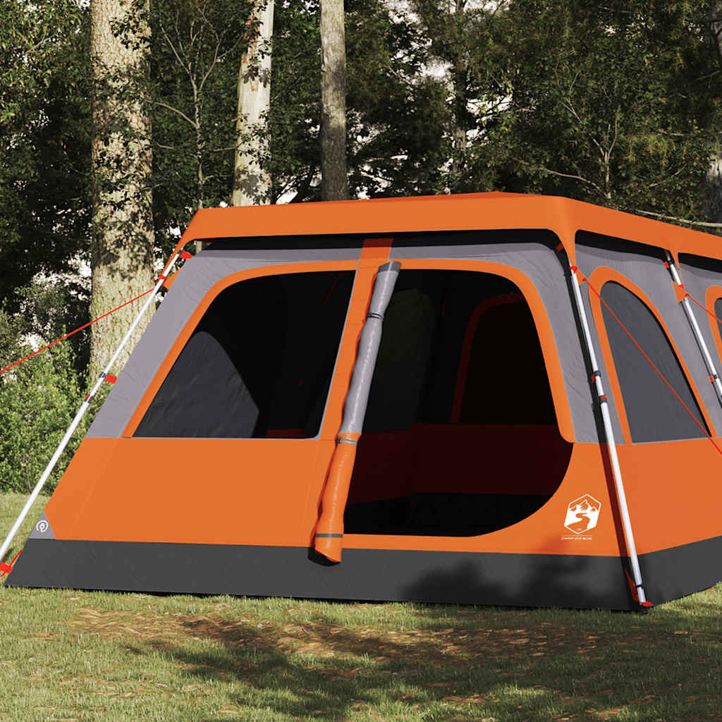 vidaXL Kuppel-Familienzelt 8 Personen Grau und Orange Quick Release