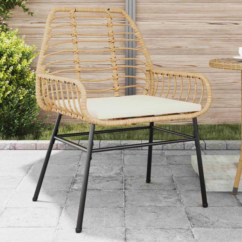 vidaXL Gartenstühle 2 Stk. mit Kissen Braun Poly Rattan